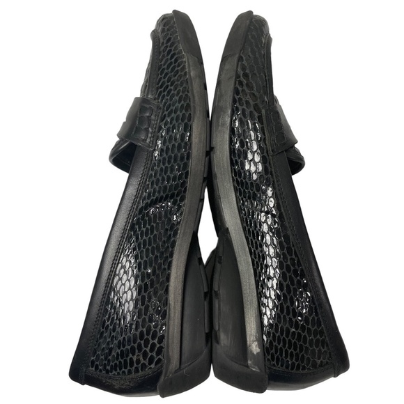 Aquatalia Snakeskin Embossed Leather Penny Loafers Driving Mocs Black Size 6 - Picture 8 of 11
